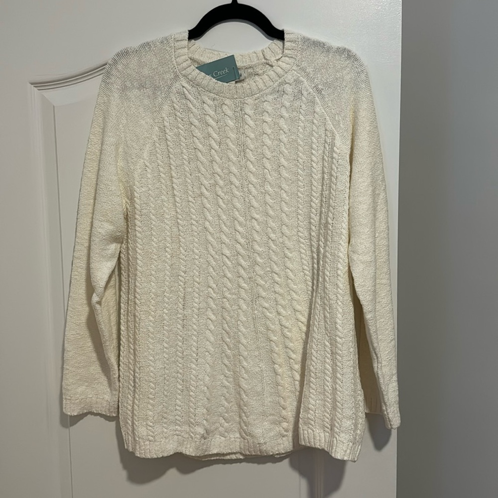 Ivory cable knit sweater cold water creek NWT